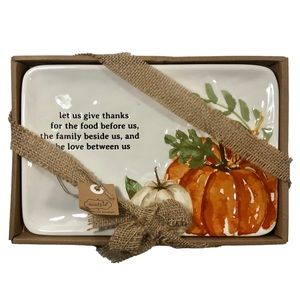MUD PIE Fall Collection Harvest Sentiment Tray Thanksgiving Pumpkins NWT